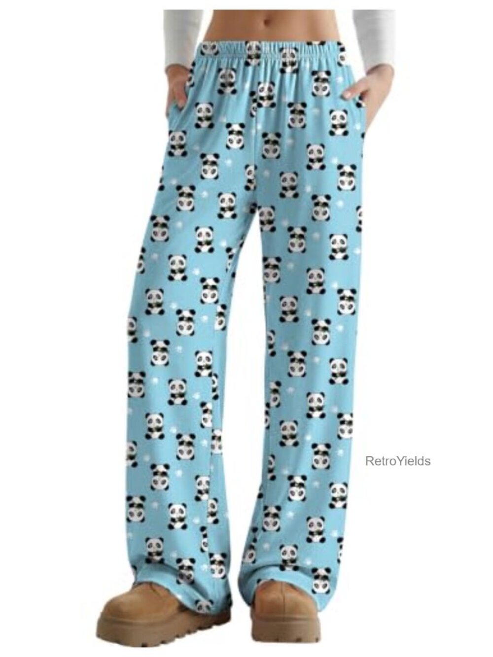 Wide Leg Pajama Lounge Pants Polyester Spandex Elastic Waist Pockets